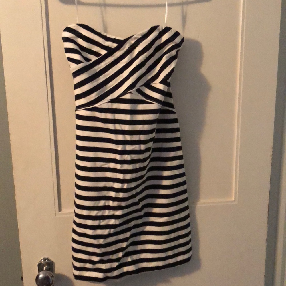American Eagle Outfitters Strapless Striped Stretchy Bodycon Dress